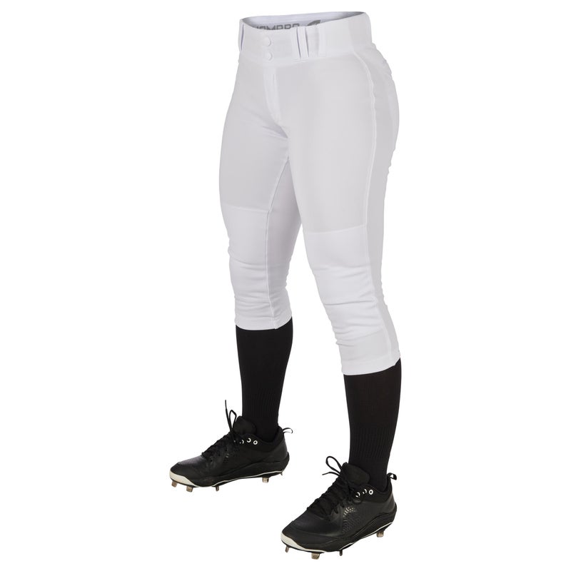 CHAMPRO Women's Tournament Traditional Low-Rise Polyester Softball Pant, XX-Large, White - Image 1